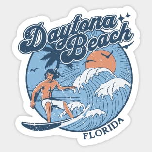 1970s Vintage Surfing Daytona Beach, Florida Retro Sunset // Old School Surfer // Surf Florida Sticker